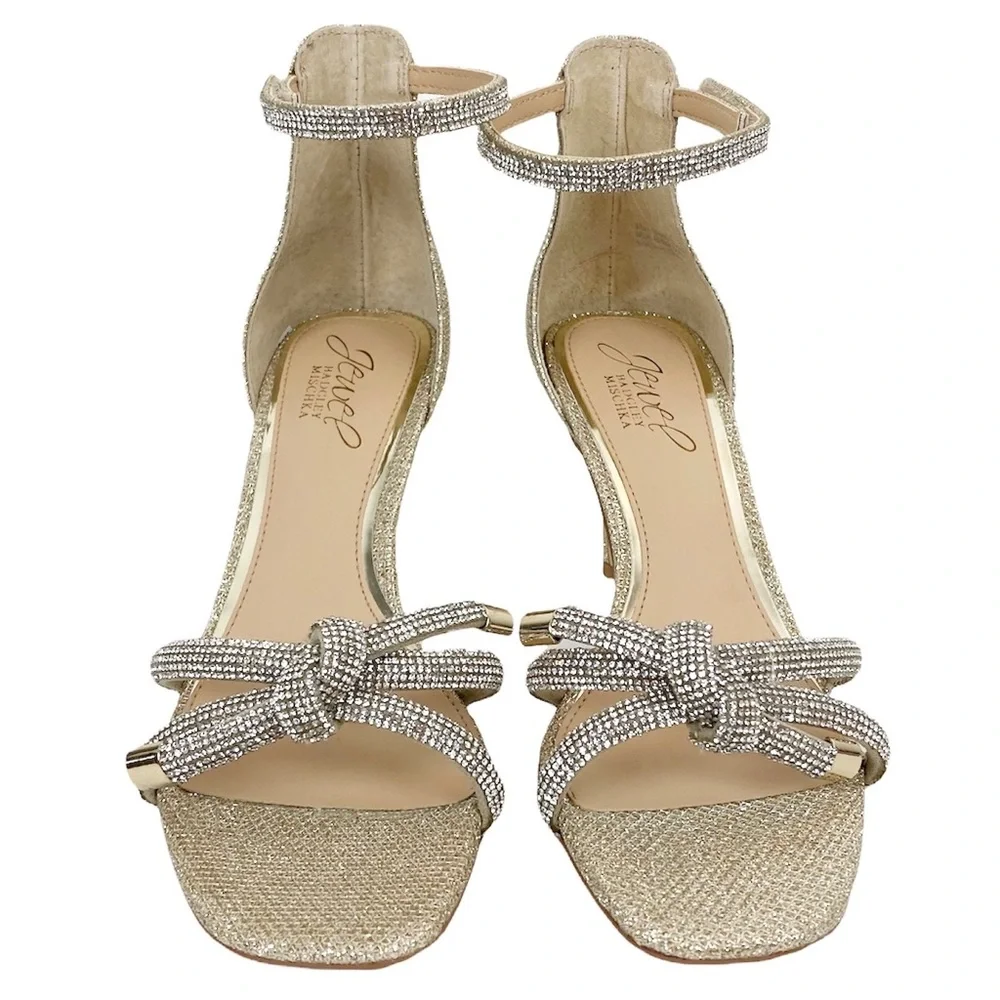 Jewel Badgley Mischka Lenny Heel Dress Sandals Light Gold Size 5